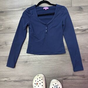 Edikted Deep Blue Long Sleeve Top